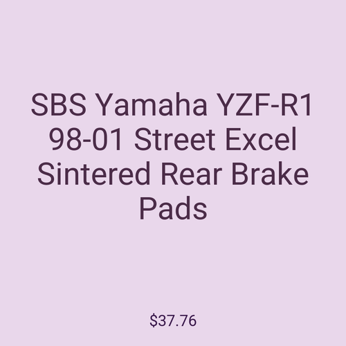 SBS Yamaha YZF-R1 98-01 Street Excel Sintered Rear Brake Pads