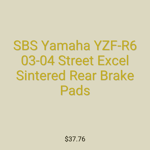 SBS Yamaha YZF-R6 03-04 Street Excel Sintered Rear Brake Pads