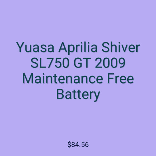 Yuasa Aprilia Shiver SL750 GT 2009 Maintenance Free Battery