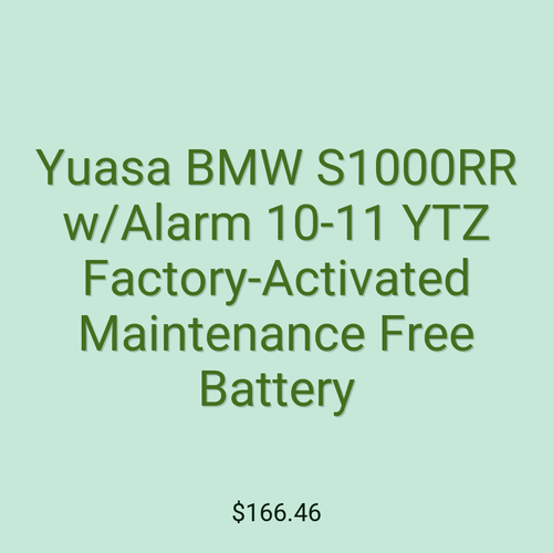 Yuasa BMW S1000RR w/Alarm 10-11 YTZ Factory-Activated Maintenance Free Battery