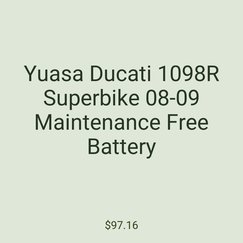Yuasa Ducati 1098R Superbike 08-09 Maintenance Free Battery