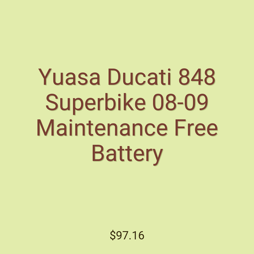 Yuasa Ducati 848 Superbike 08-09 Maintenance Free Battery