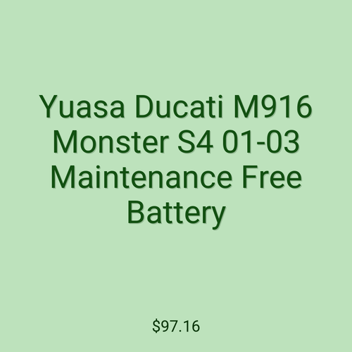 Yuasa Ducati M916 Monster S4 01-03 Maintenance Free Battery
