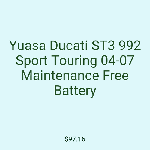 Yuasa Ducati ST3 992 Sport Touring 04-07 Maintenance Free Battery