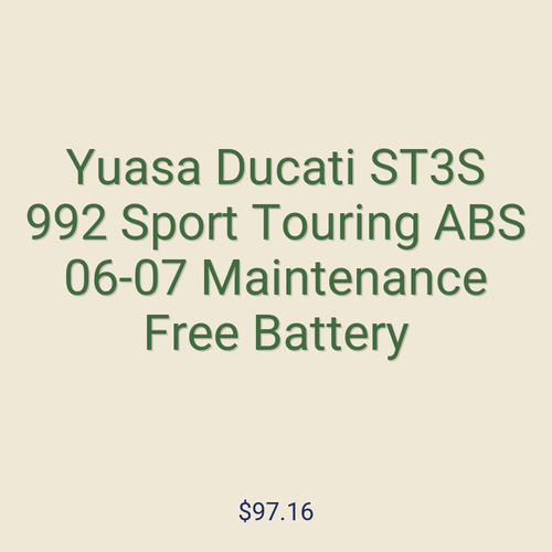 Yuasa Ducati ST3S 992 Sport Touring ABS 06-07 Maintenance Free Battery