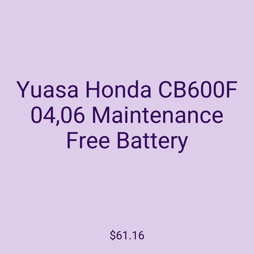 Yuasa Honda CB600F 04,06 Maintenance Free Battery
