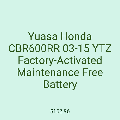 Yuasa Honda CBR600RR 03-15 YTZ Factory-Activated Maintenance Free Battery