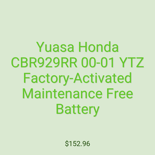 Yuasa Honda CBR929RR 00-01 YTZ Factory-Activated Maintenance Free Battery