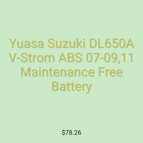 Yuasa Suzuki DL650A V-Strom ABS 07-09,11 Maintenance Free Battery