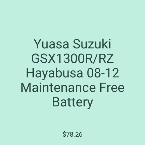 Yuasa Suzuki GSX1300R/RZ Hayabusa 08-12 Maintenance Free Battery