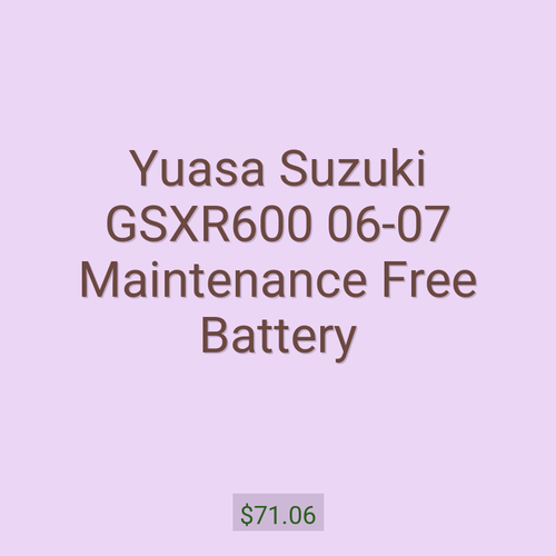 Yuasa Suzuki GSXR600 06-07 Maintenance Free Battery