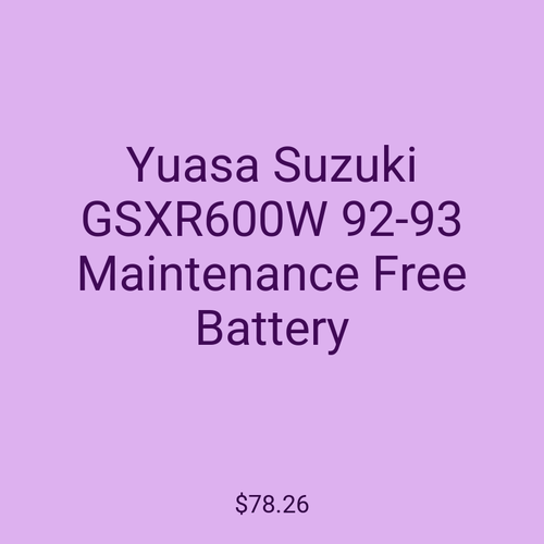 Yuasa Suzuki GSXR600W 92-93 Maintenance Free Battery