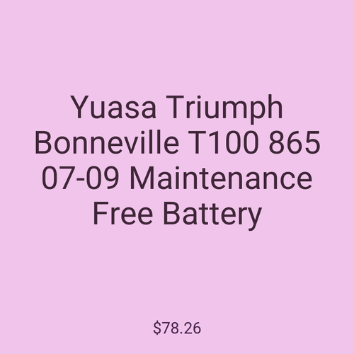 Yuasa Triumph Bonneville T100 865 07-09 Maintenance Free Battery