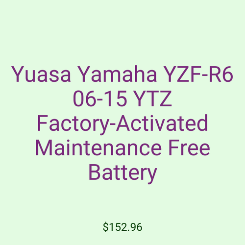Yuasa Yamaha YZF-R6 06-15 YTZ Factory-Activated Maintenance Free Battery
