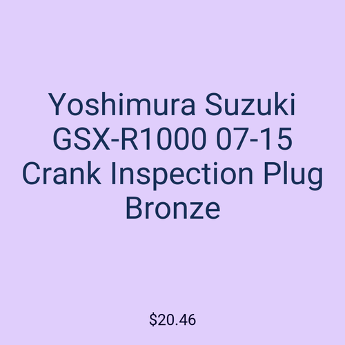 Yoshimura Suzuki GSX-R1000 07-15 Crank Inspection Plug Bronze