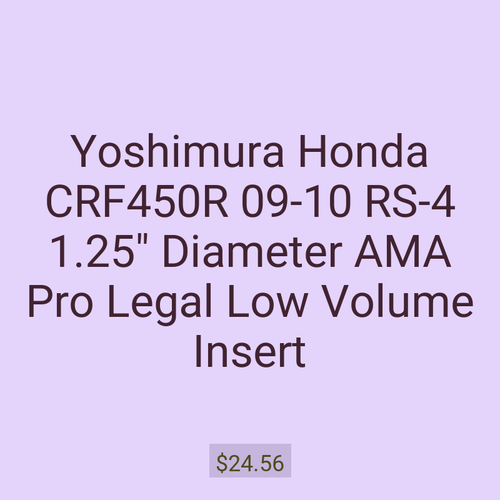 Yoshimura Honda CRF450R 09-10 RS-4 1.25" Diameter AMA Pro Legal Low Volume Insert