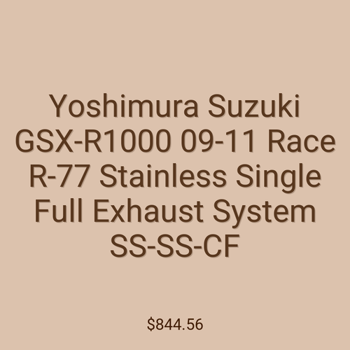 Yoshimura Suzuki GSX-R1000 09-11 Race R-77 Stainless Single Full Exhaust System SS-SS-CF