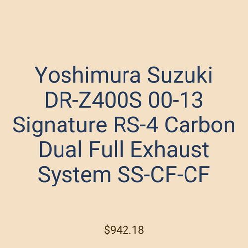 Yoshimura Suzuki DR-Z400S 00-13 Signature RS-4 Carbon Dual Full Exhaust System SS-CF-CF