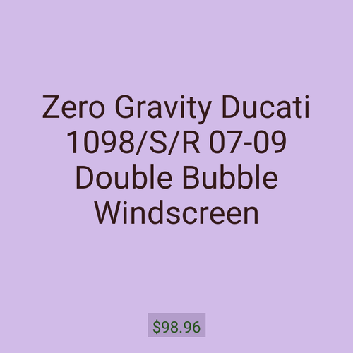 Zero Gravity Ducati 1098/S/R 07-09 Double Bubble Windscreen
