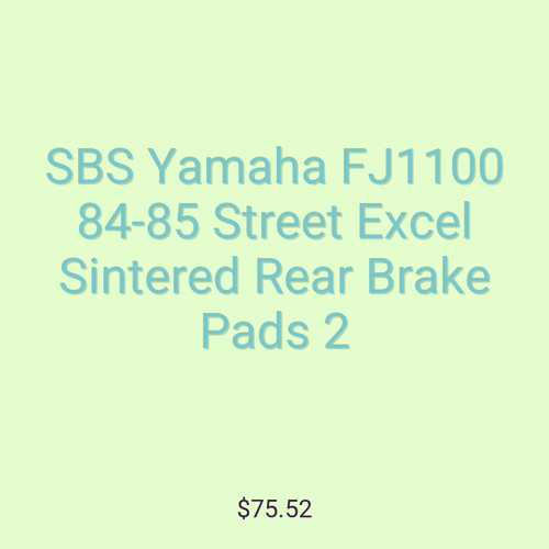 SBS Yamaha FJ1100 84-85 Street Excel Sintered Rear Brake Pads 2