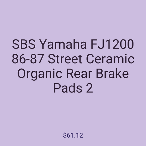 SBS Yamaha FJ1200 86-87 Street Ceramic Organic Rear Brake Pads 2