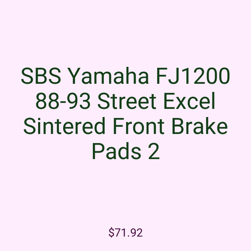 SBS Yamaha FJ1200 88-93 Street Excel Sintered Front Brake Pads 2