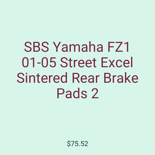 SBS Yamaha FZ1 01-05 Street Excel Sintered Rear Brake Pads 2