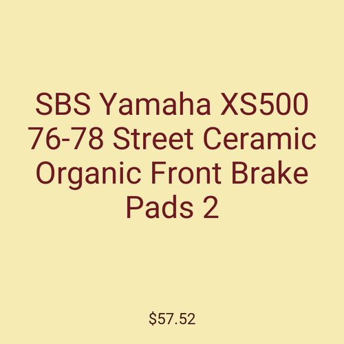 SBS Yamaha XS500 76-78 Street Ceramic Organic Front Brake Pads 2