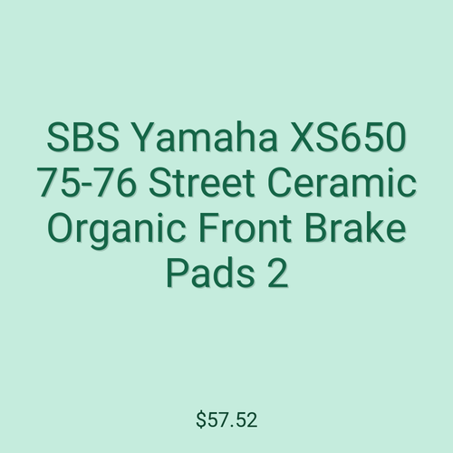 SBS Yamaha XS650 75-76 Street Ceramic Organic Front Brake Pads 2