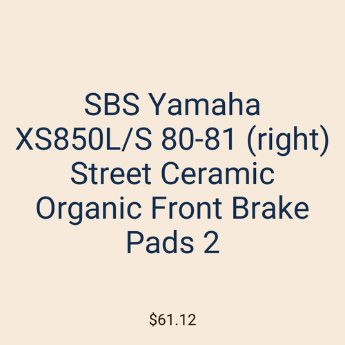 SBS Yamaha XS850L/S 80-81 (right) Street Ceramic Organic Front Brake Pads 2
