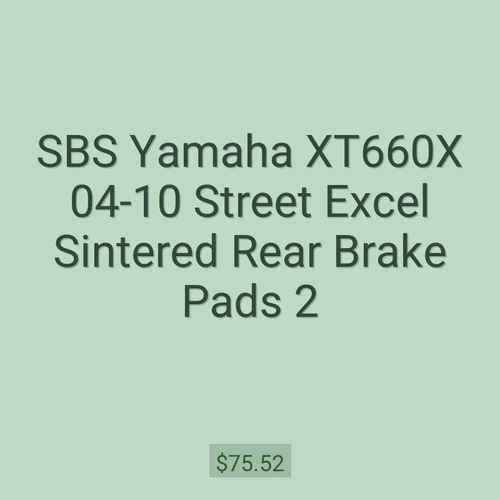 SBS Yamaha XT660X 04-10 Street Excel Sintered Rear Brake Pads 2