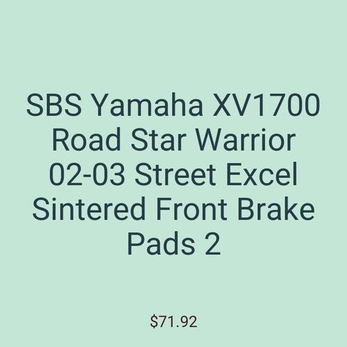 SBS Yamaha XV1700 Road Star Warrior 02-03 Street Excel Sintered Front Brake Pads 2
