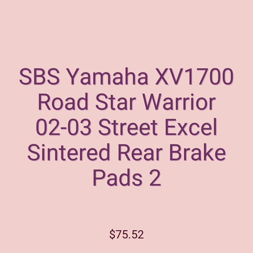 SBS Yamaha XV1700 Road Star Warrior 02-03 Street Excel Sintered Rear Brake Pads 2