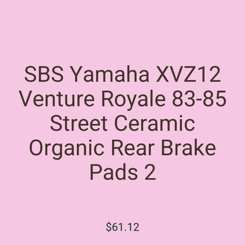SBS Yamaha XVZ12 Venture Royale 83-85 Street Ceramic Organic Rear Brake Pads 2
