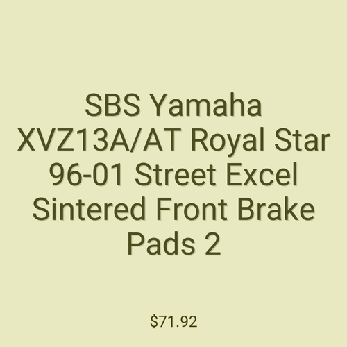SBS Yamaha XVZ13A/AT Royal Star 96-01 Street Excel Sintered Front Brake Pads 2
