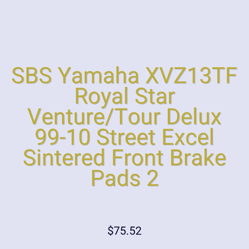 SBS Yamaha XVZ13TF Royal Star Venture/Tour Delux 99-10 Street Excel Sintered Front Brake Pads 2