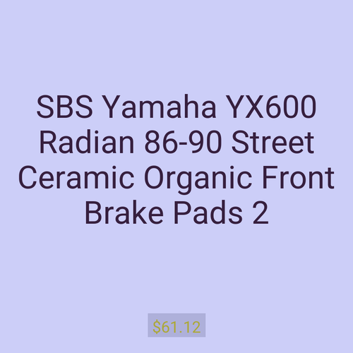 SBS Yamaha YX600 Radian 86-90 Street Ceramic Organic Front Brake Pads 2