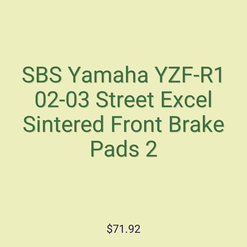 SBS Yamaha YZF-R1 02-03 Street Excel Sintered Front Brake Pads 2