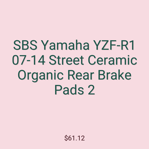 SBS Yamaha YZF-R1 07-14 Street Ceramic Organic Rear Brake Pads 2