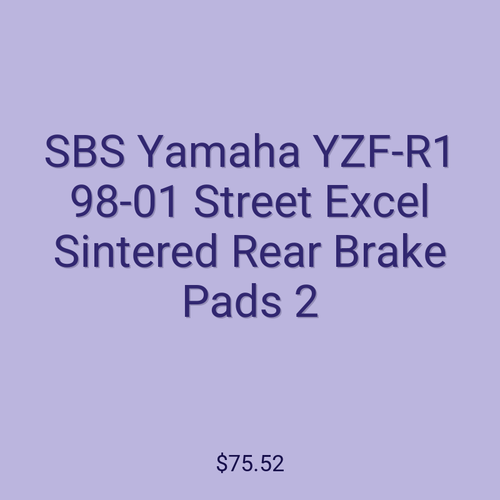 SBS Yamaha YZF-R1 98-01 Street Excel Sintered Rear Brake Pads 2