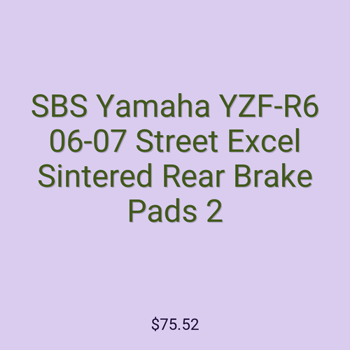 SBS Yamaha YZF-R6 06-07 Street Excel Sintered Rear Brake Pads 2