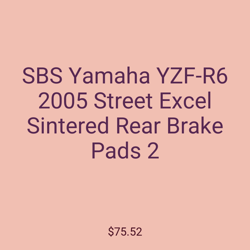 SBS Yamaha YZF-R6 2005 Street Excel Sintered Rear Brake Pads 2