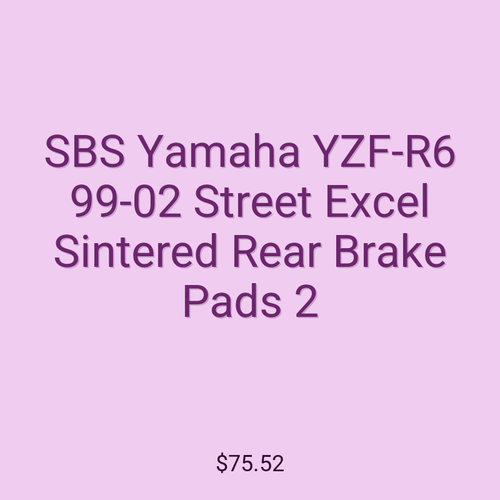 SBS Yamaha YZF-R6 99-02 Street Excel Sintered Rear Brake Pads 2