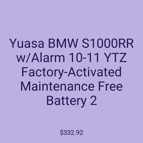 Yuasa BMW S1000RR w/Alarm 10-11 YTZ Factory-Activated Maintenance Free Battery 2