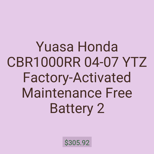 Yuasa Honda CBR1000RR 04-07 YTZ Factory-Activated Maintenance Free Battery 2