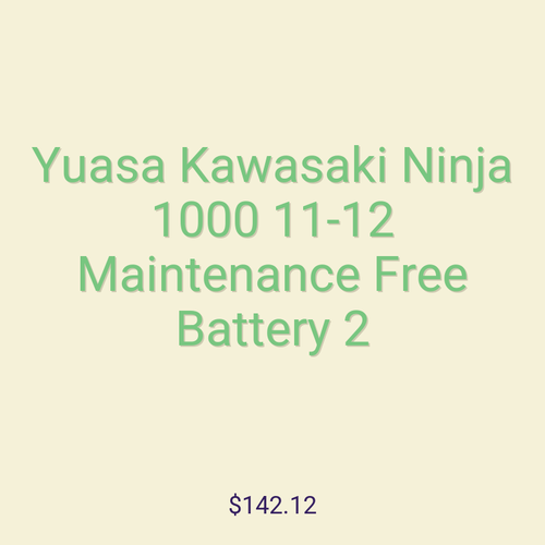 Yuasa Kawasaki Ninja 1000 11-12 Maintenance Free Battery 2