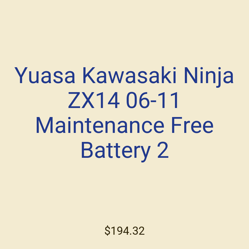 Yuasa Kawasaki Ninja ZX14 06-11 Maintenance Free Battery 2