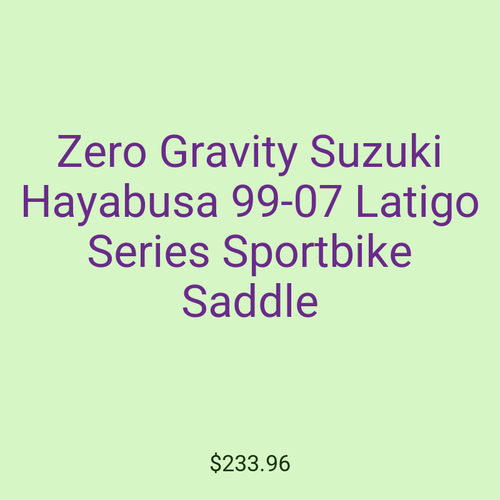 Zero Gravity Suzuki Hayabusa 99-07 Latigo Series Sportbike Saddle