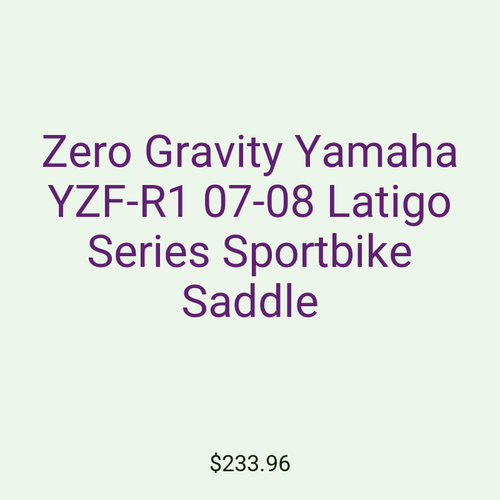 Zero Gravity Yamaha YZF-R1 07-08 Latigo Series Sportbike Saddle