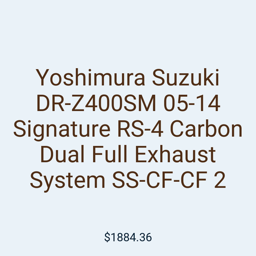 Yoshimura Suzuki DR-Z400SM 05-14 Signature RS-4 Carbon Dual Full Exhaust System SS-CF-CF 2